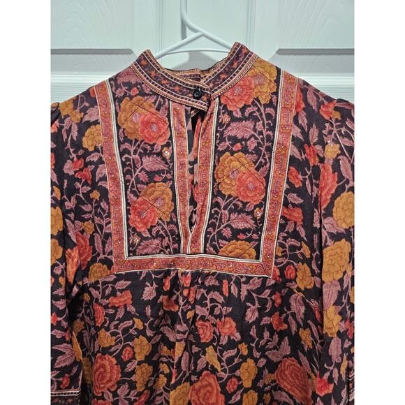 Vintage 70's Ritu Kumar Wool Viscose Maxi Dress for Roshafi Sz M - Picture 2 of 9